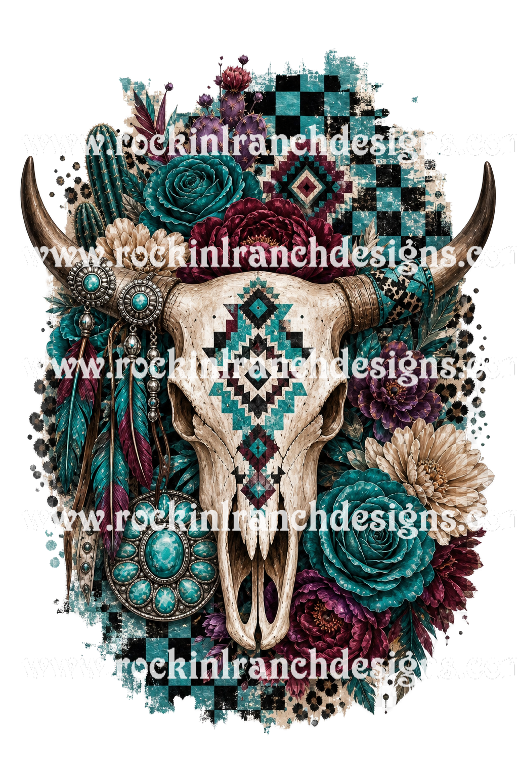 Rockin’ L Cowgirl Skull T1