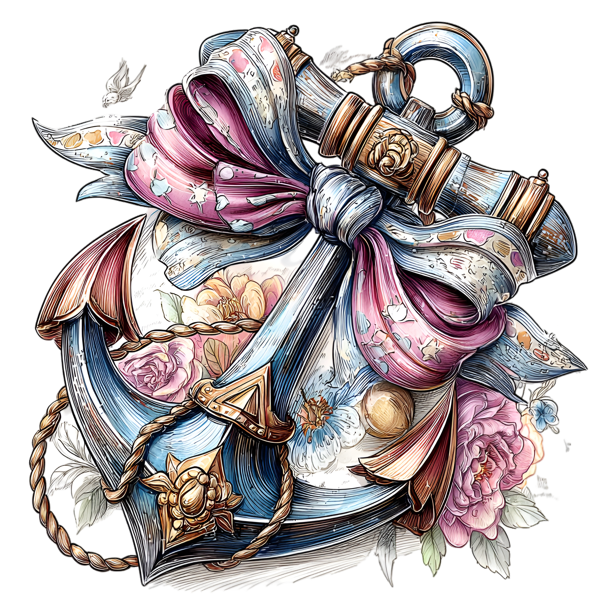 Pink and Blue Ribbon Anchor 36
