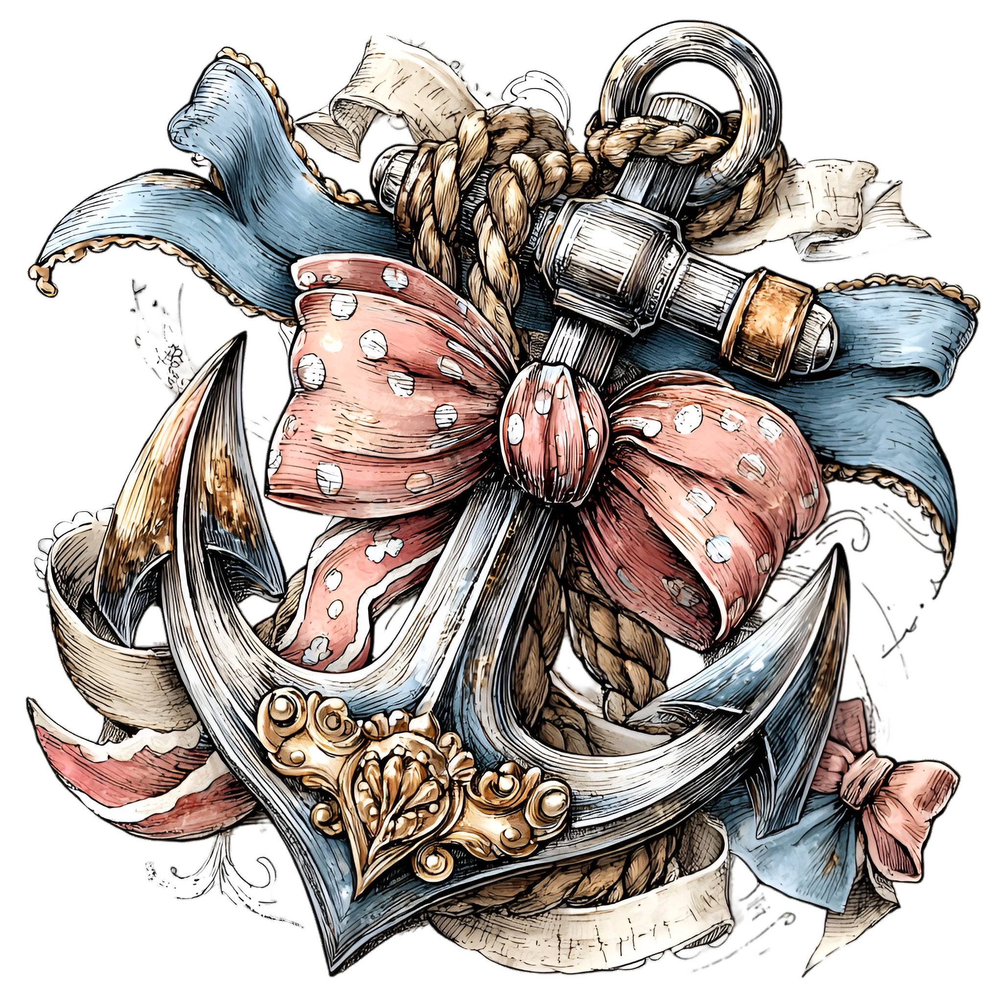 Pink & Blue Ribbon Anchor 48