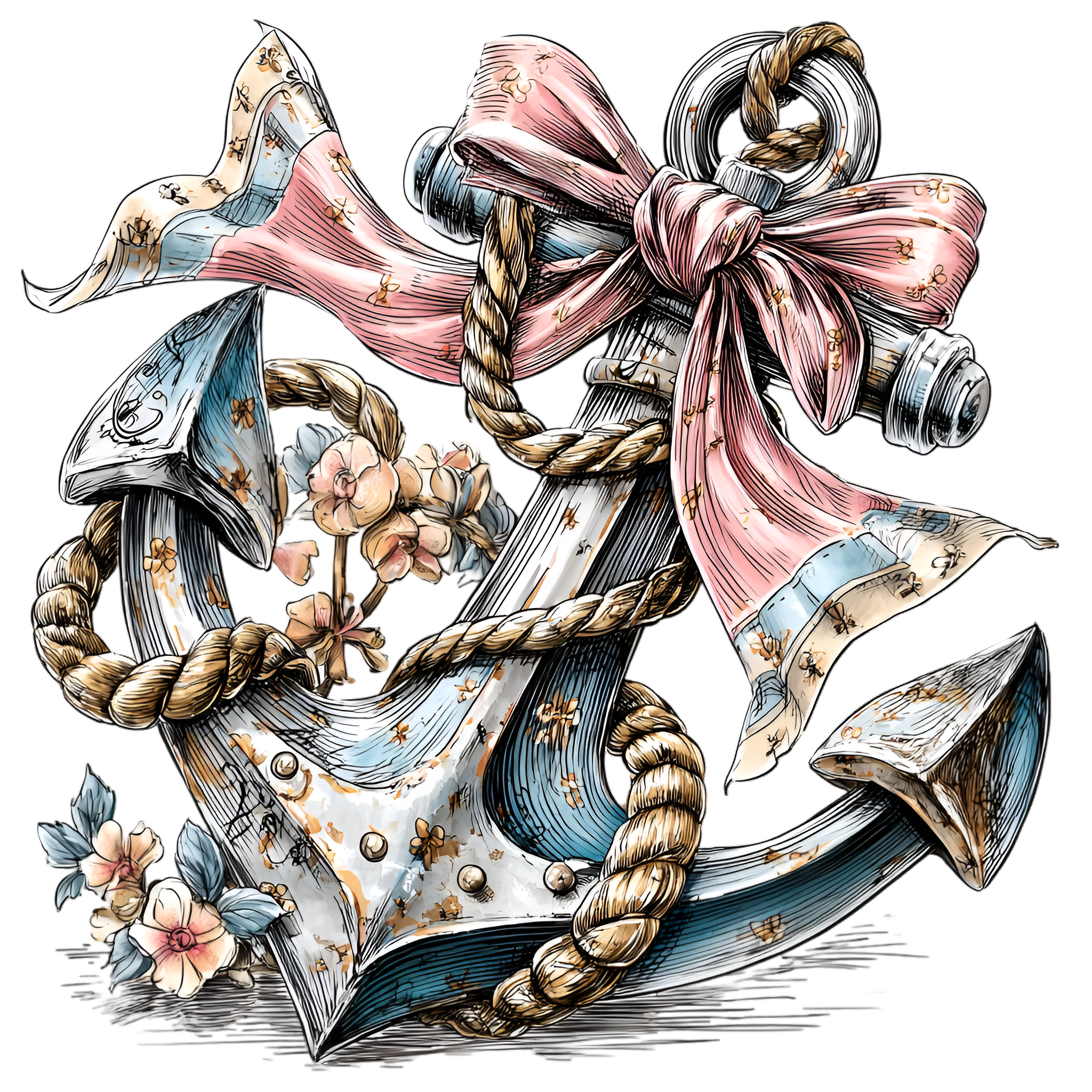 Pink & Blue Ribbon Anchor 23