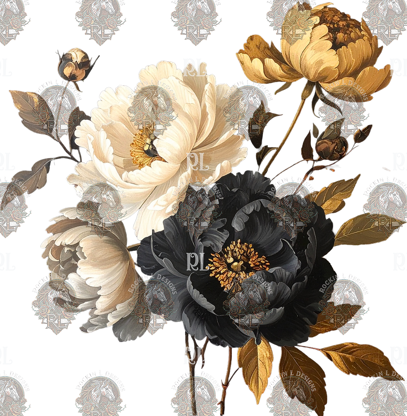 Black & Cream Floral 8cf