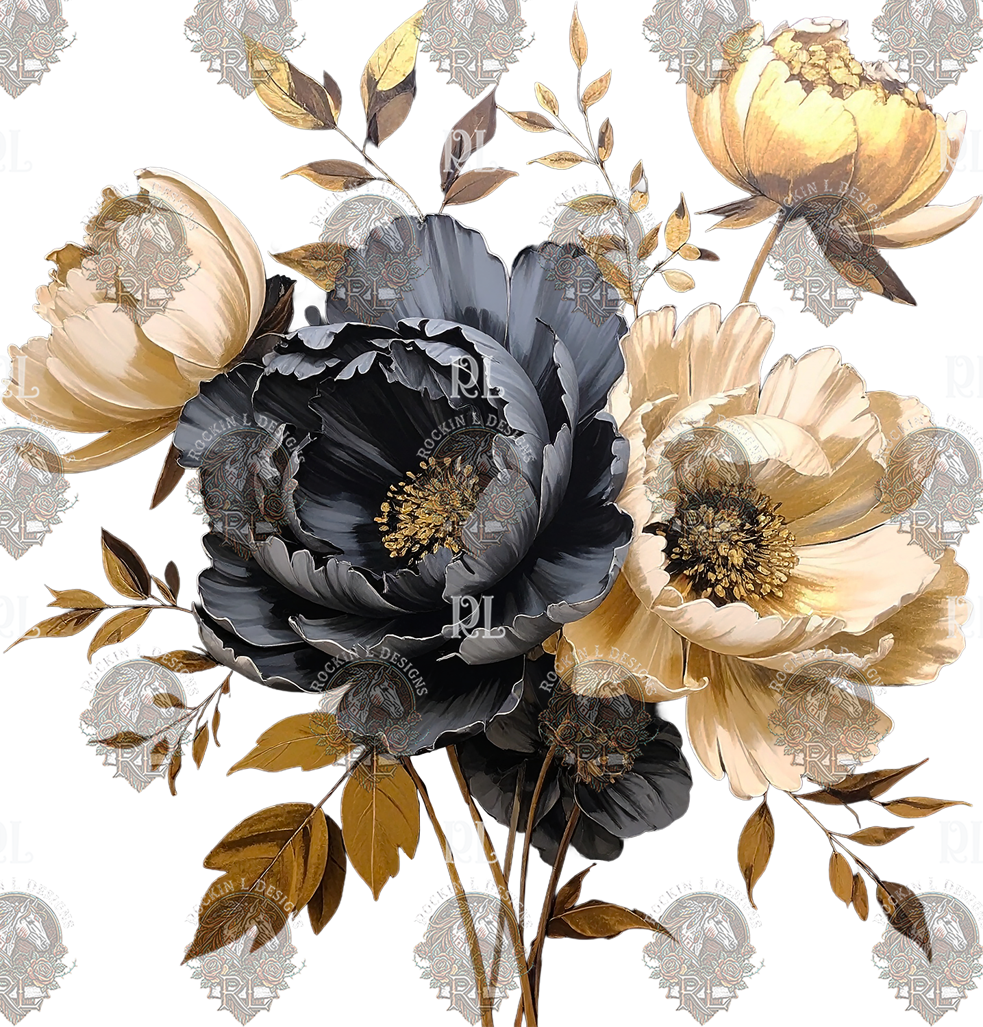Black & Cream Floral c39
