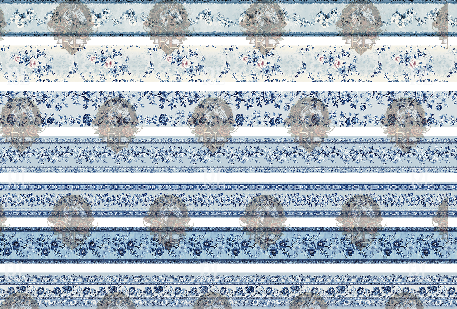 Blue Floral Bands Element 052