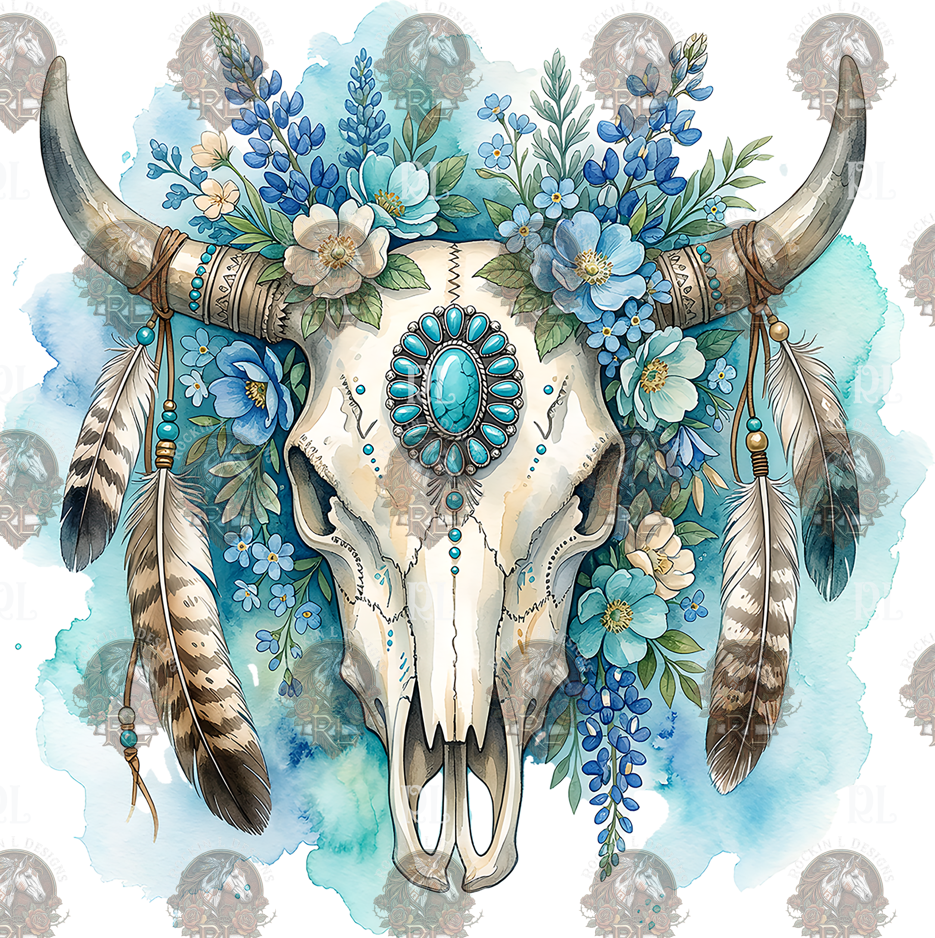 Blue Cow Skull 87