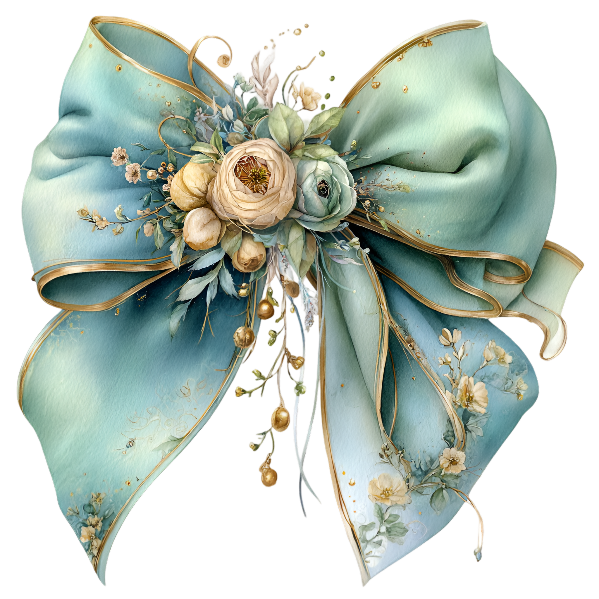 Floral Bow Blue-Green 311