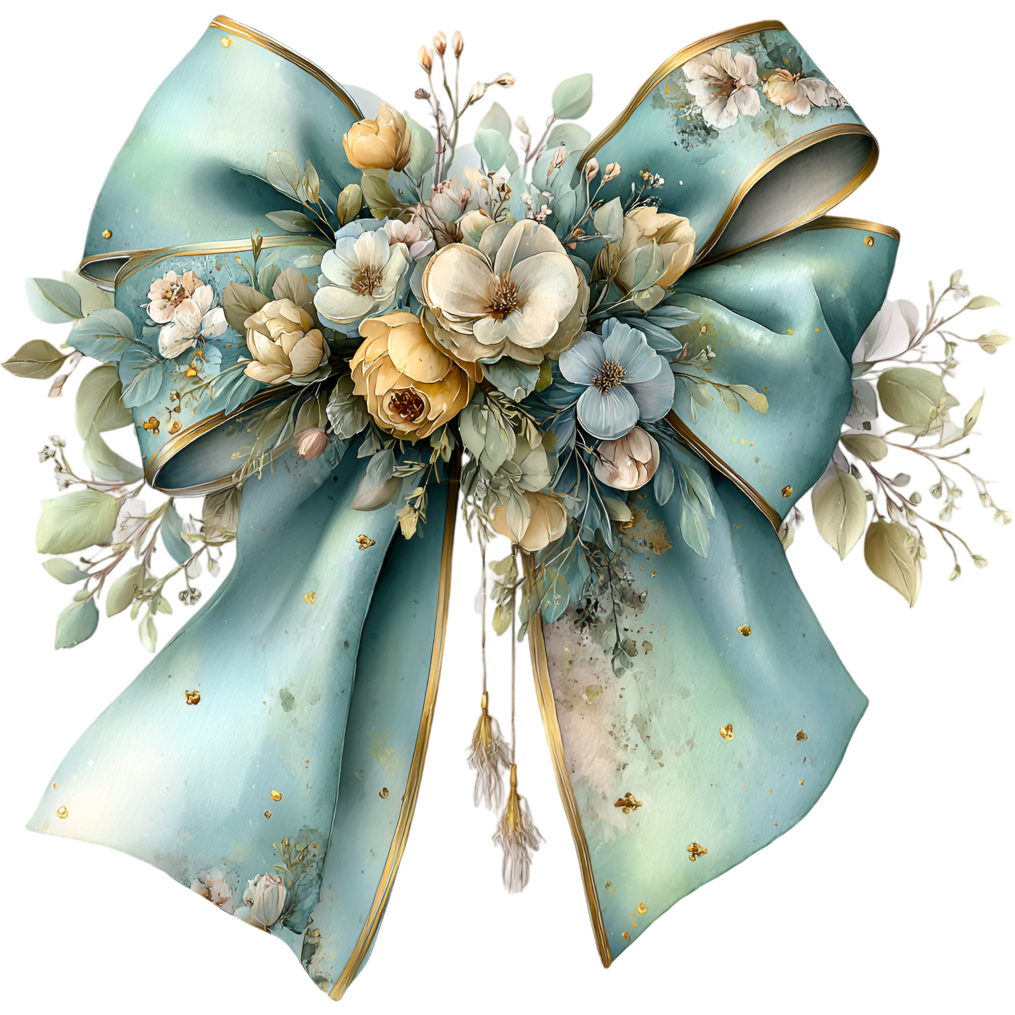 Floral Bow Blue-Green 312