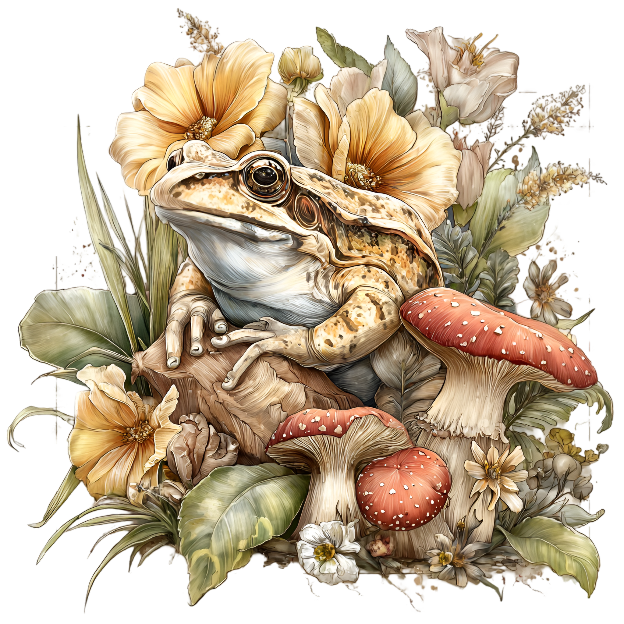Frog Mushroom & Floral 412