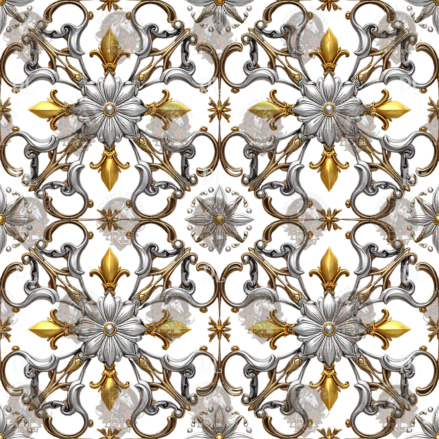 Gold & Silver Ornate Element 5"