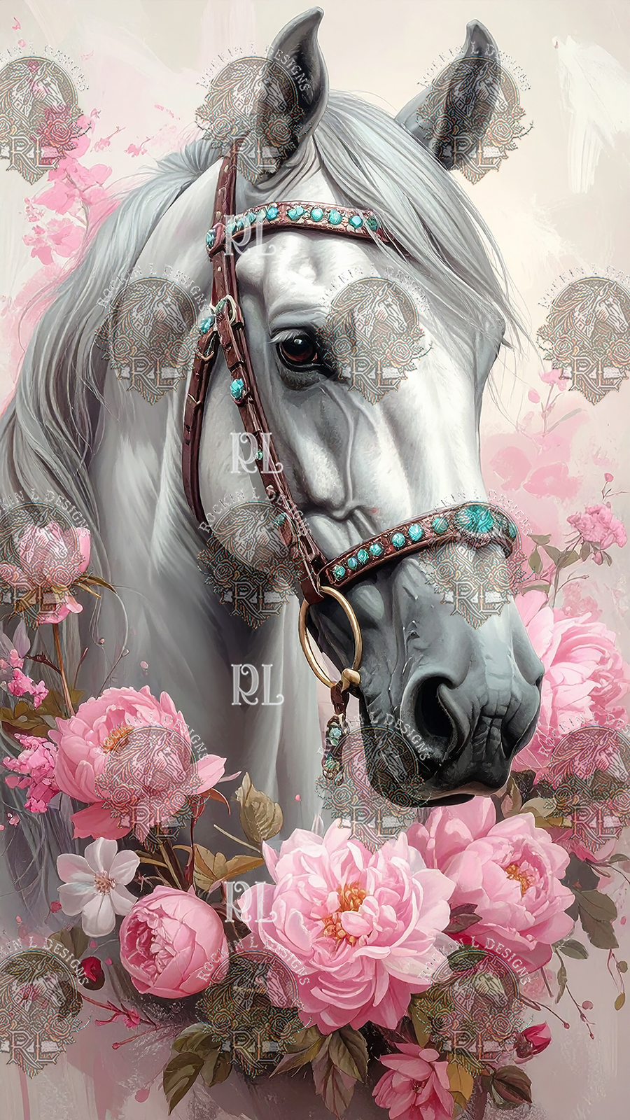 Grey horse pink 299
