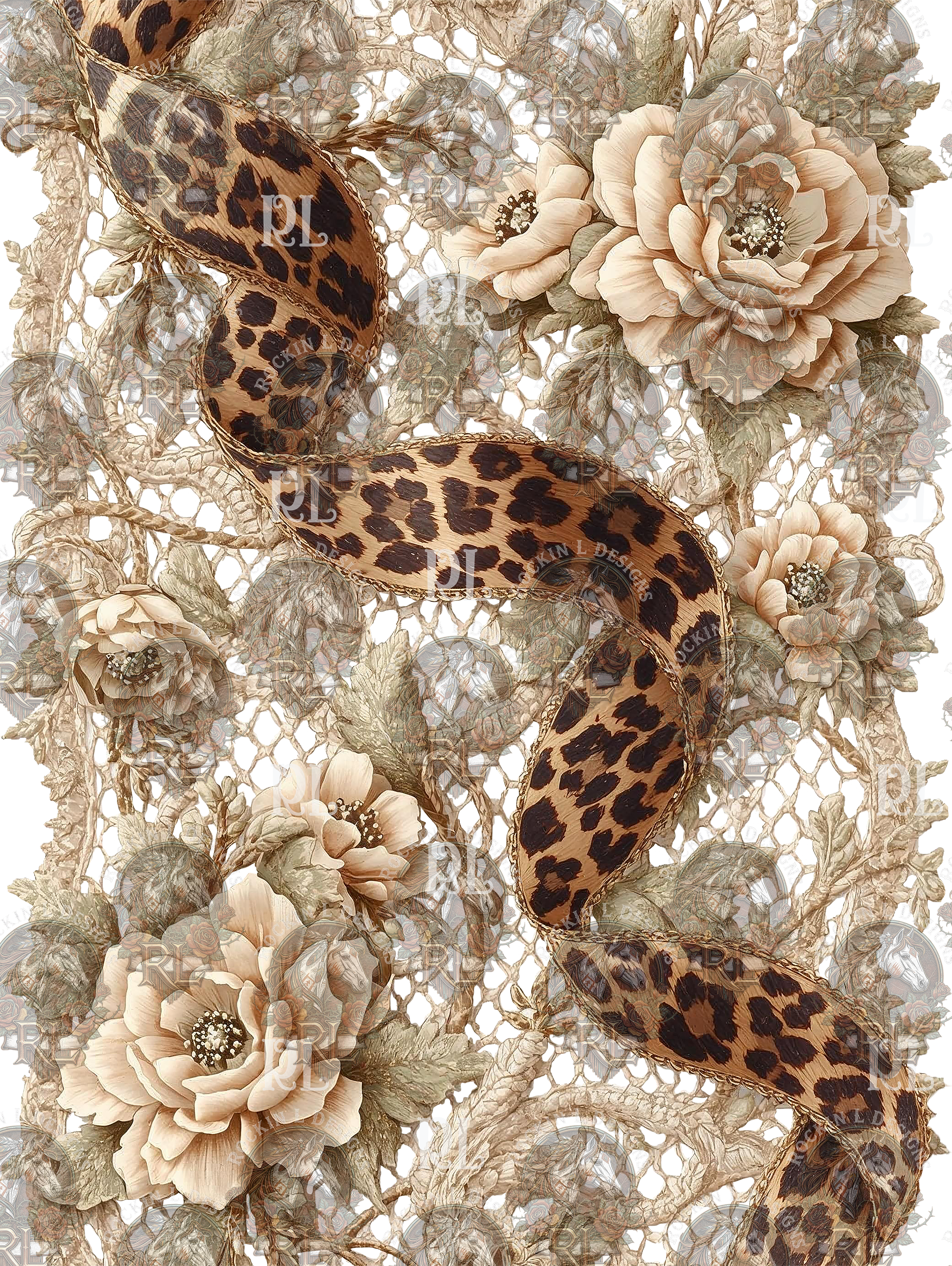 Leopard Lace Floral Panel