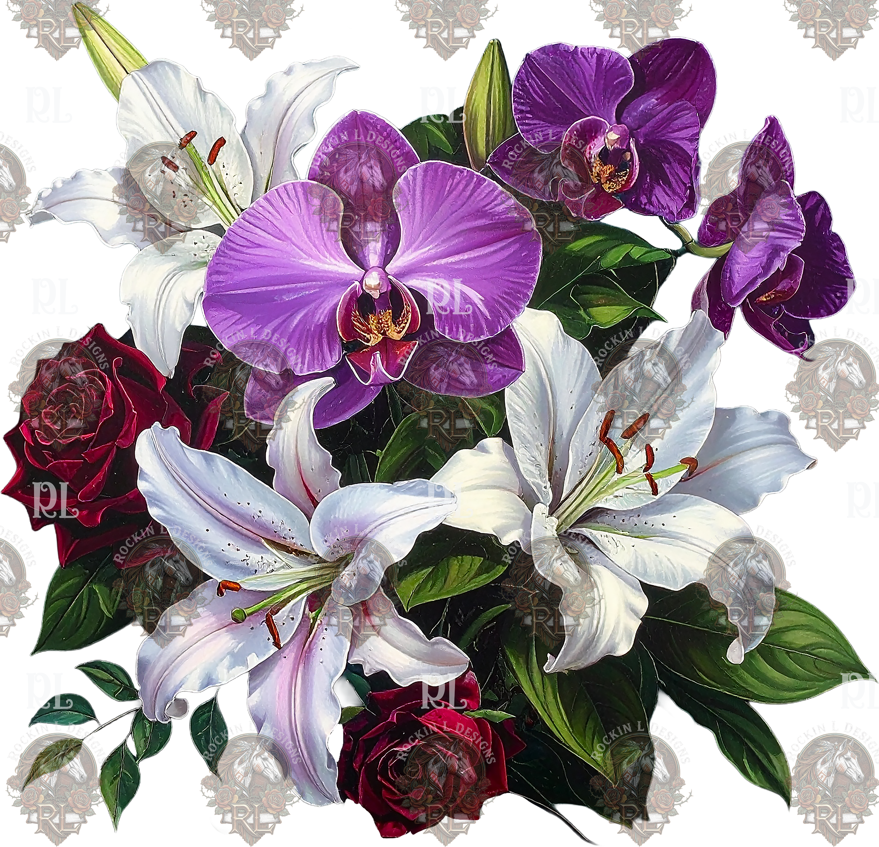 Dark Floral Orchids 12b