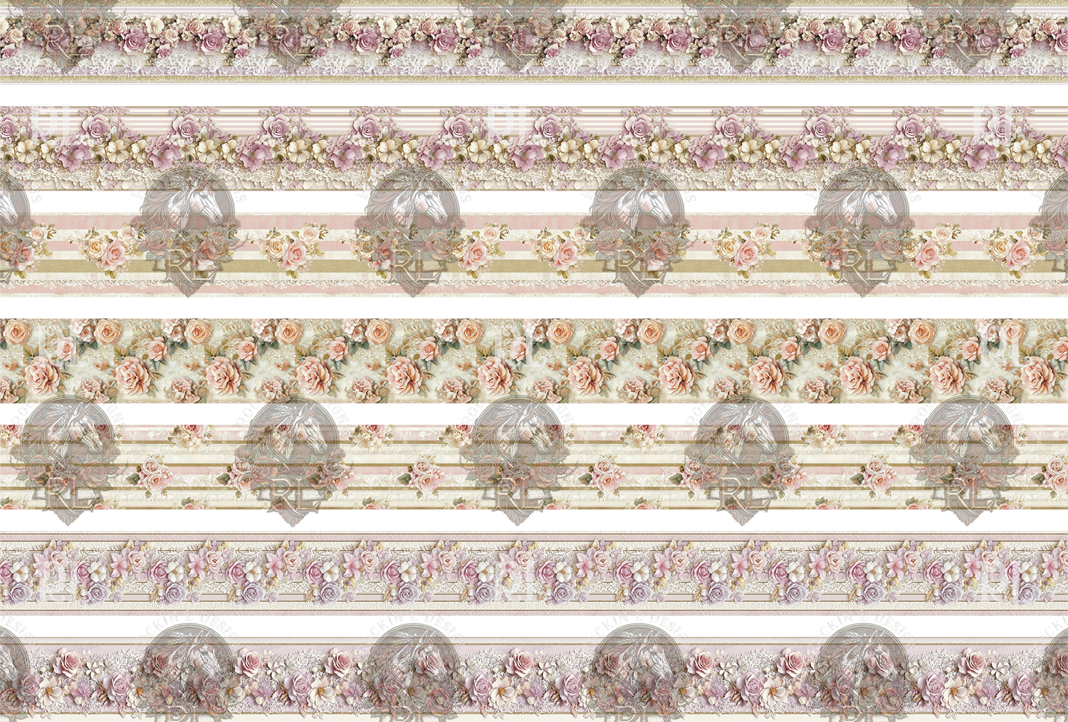 Pink Floral Bands Element 027
