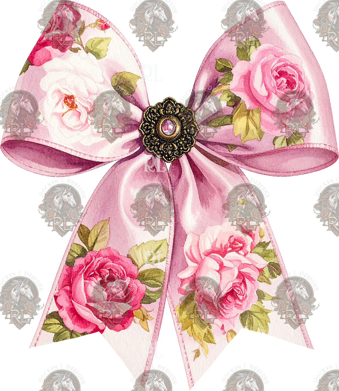 Pink Roses Bow 309b