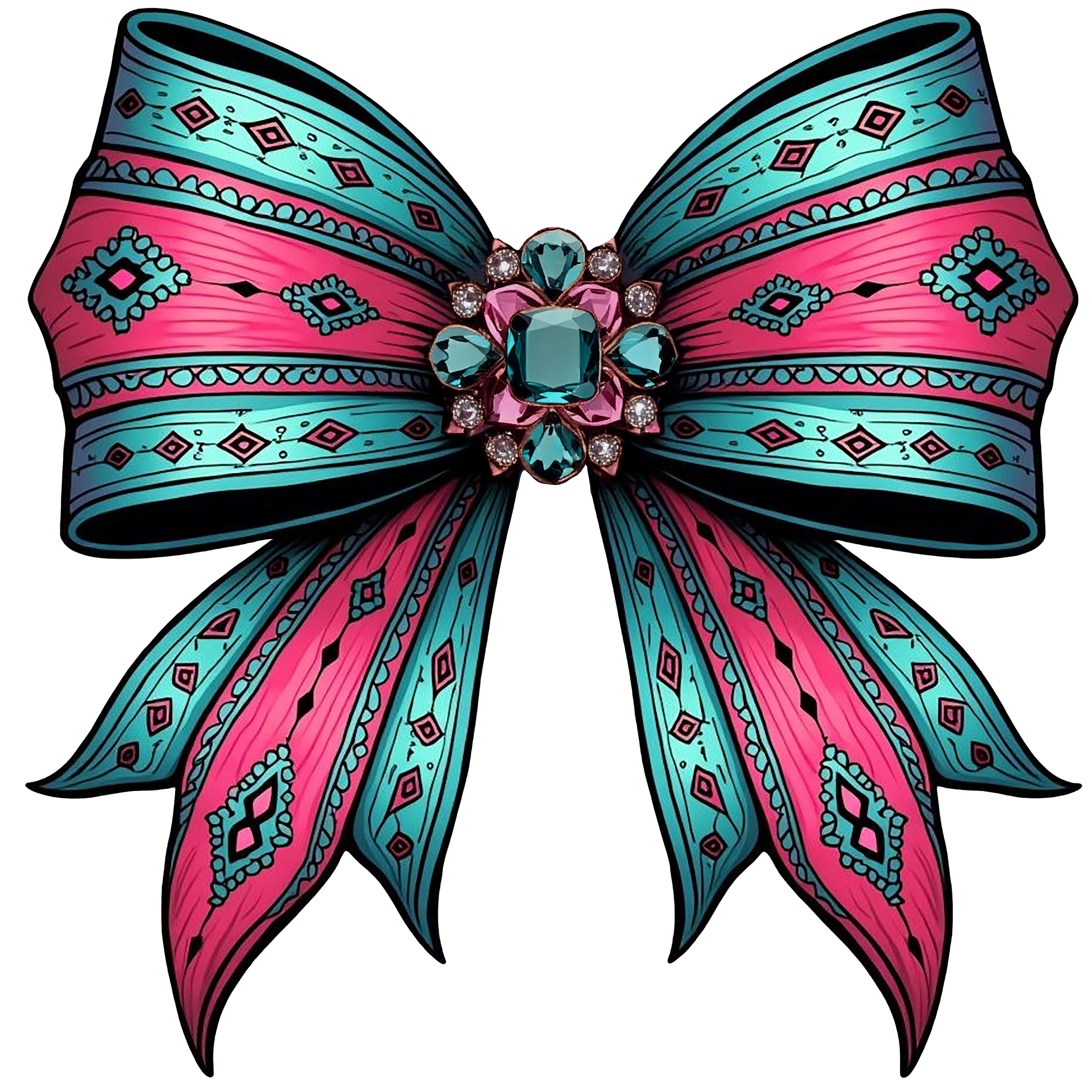Pink & Turquoise Bow