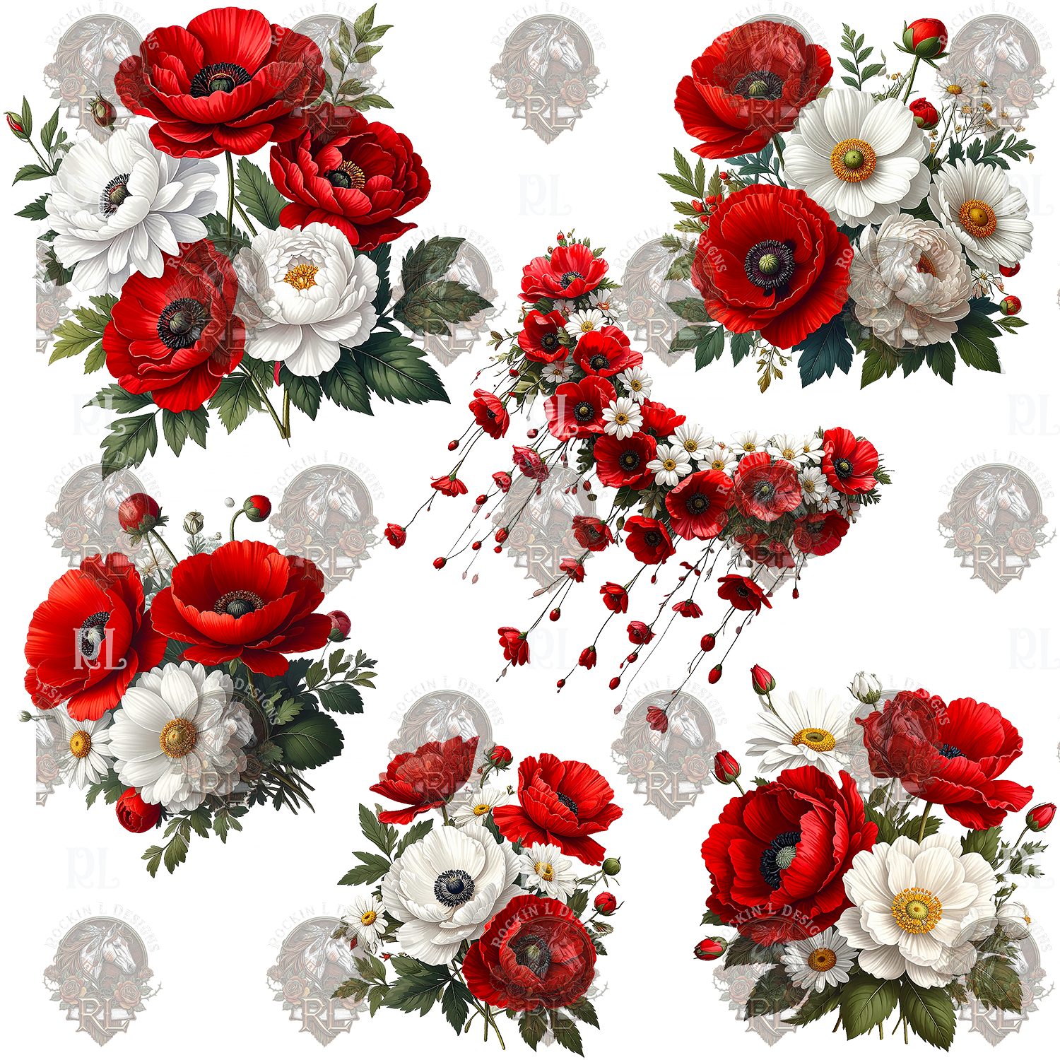 Red Floral Element f433