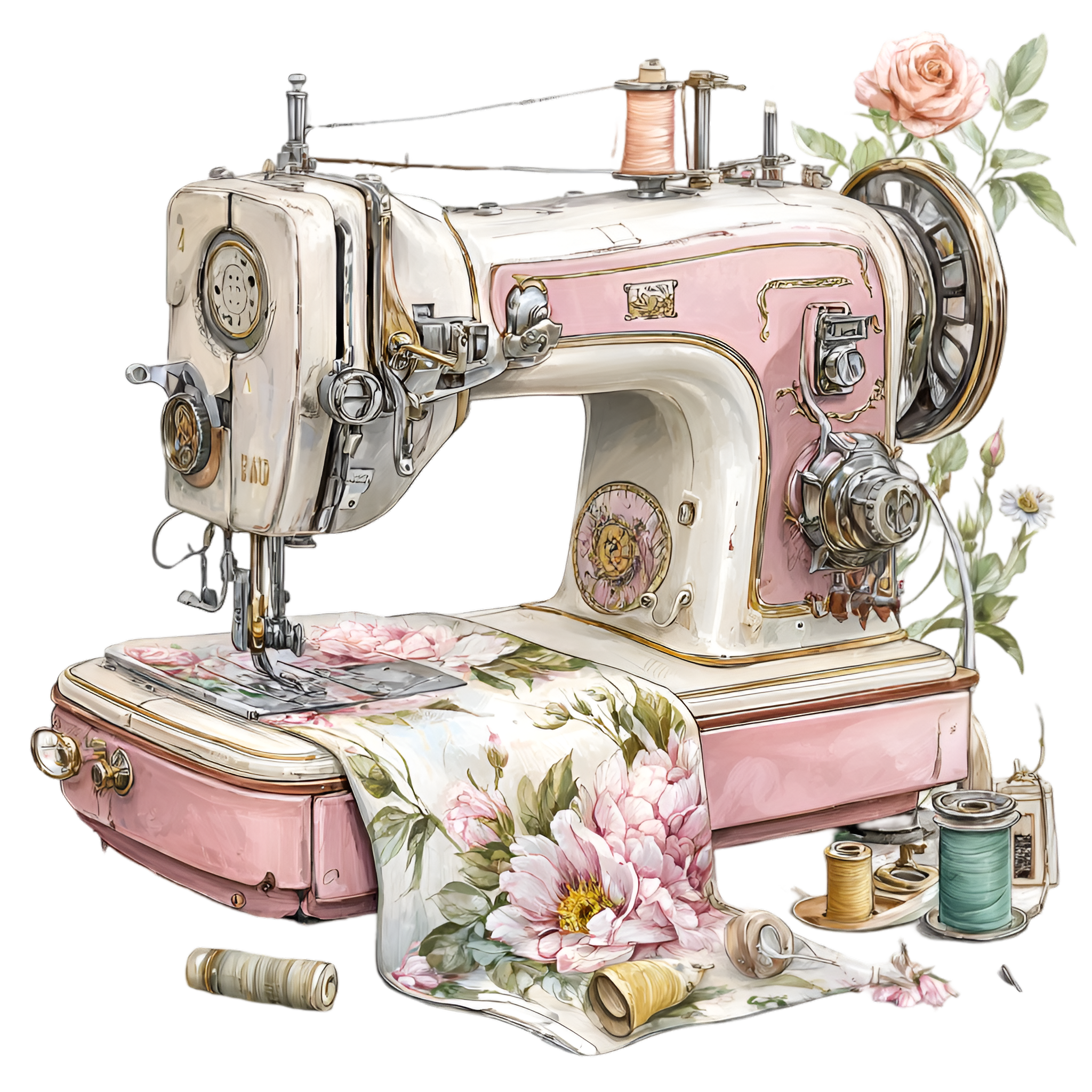 Pink Sewing Machine Floral 13