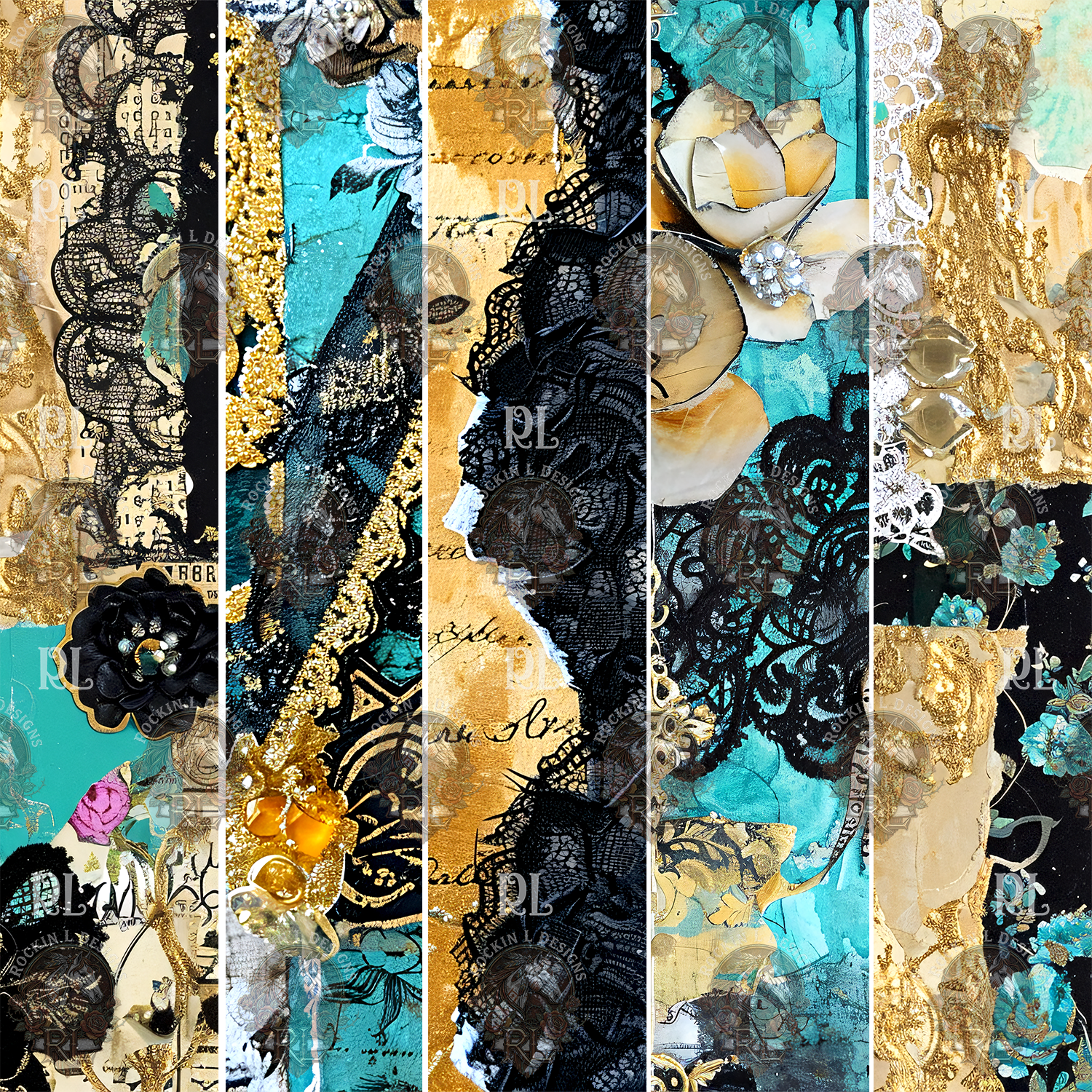 Turquoise Black Lace Bands Element