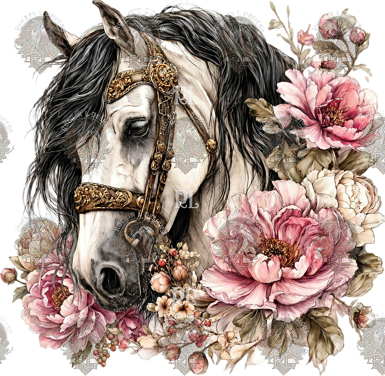 White & Pink Horse 93
