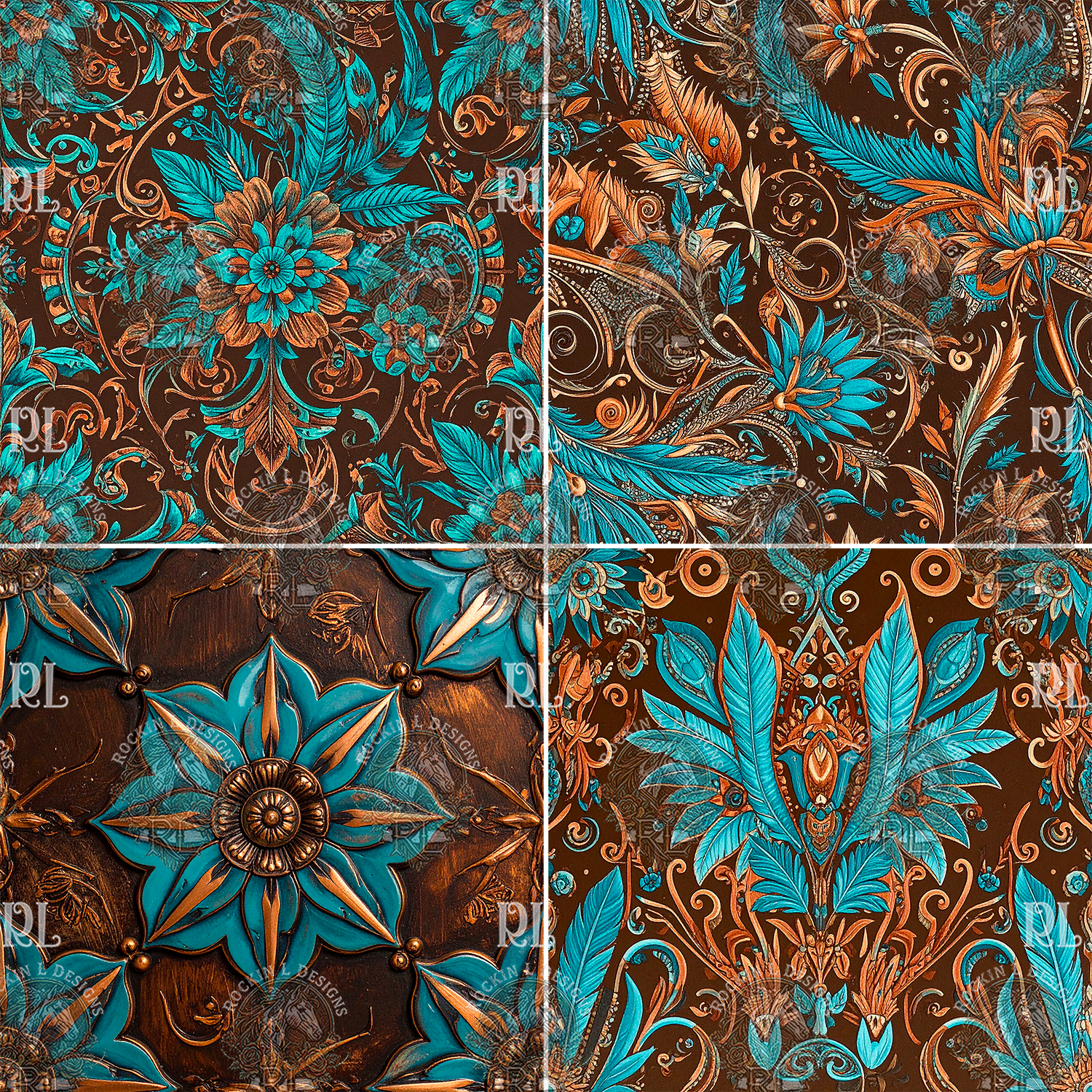 Wildfire Brown & Turq. Leather Element 1