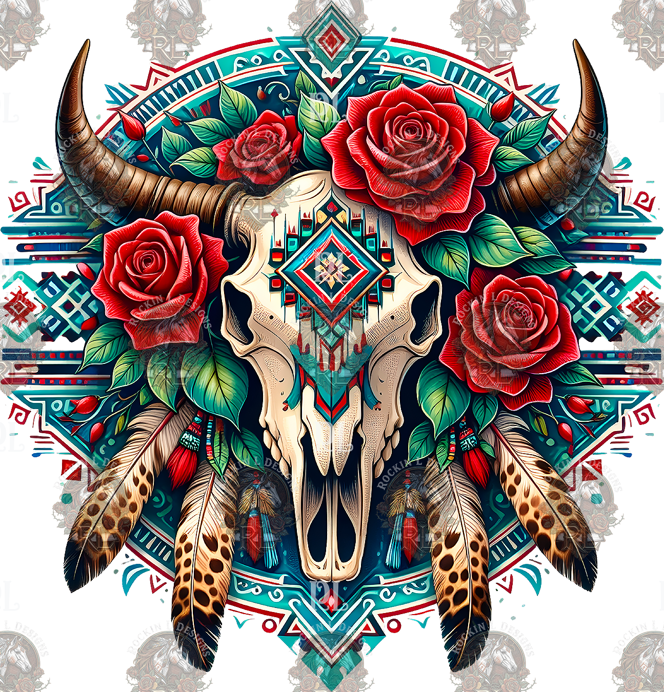 Wildfire Red Rose Skull J1