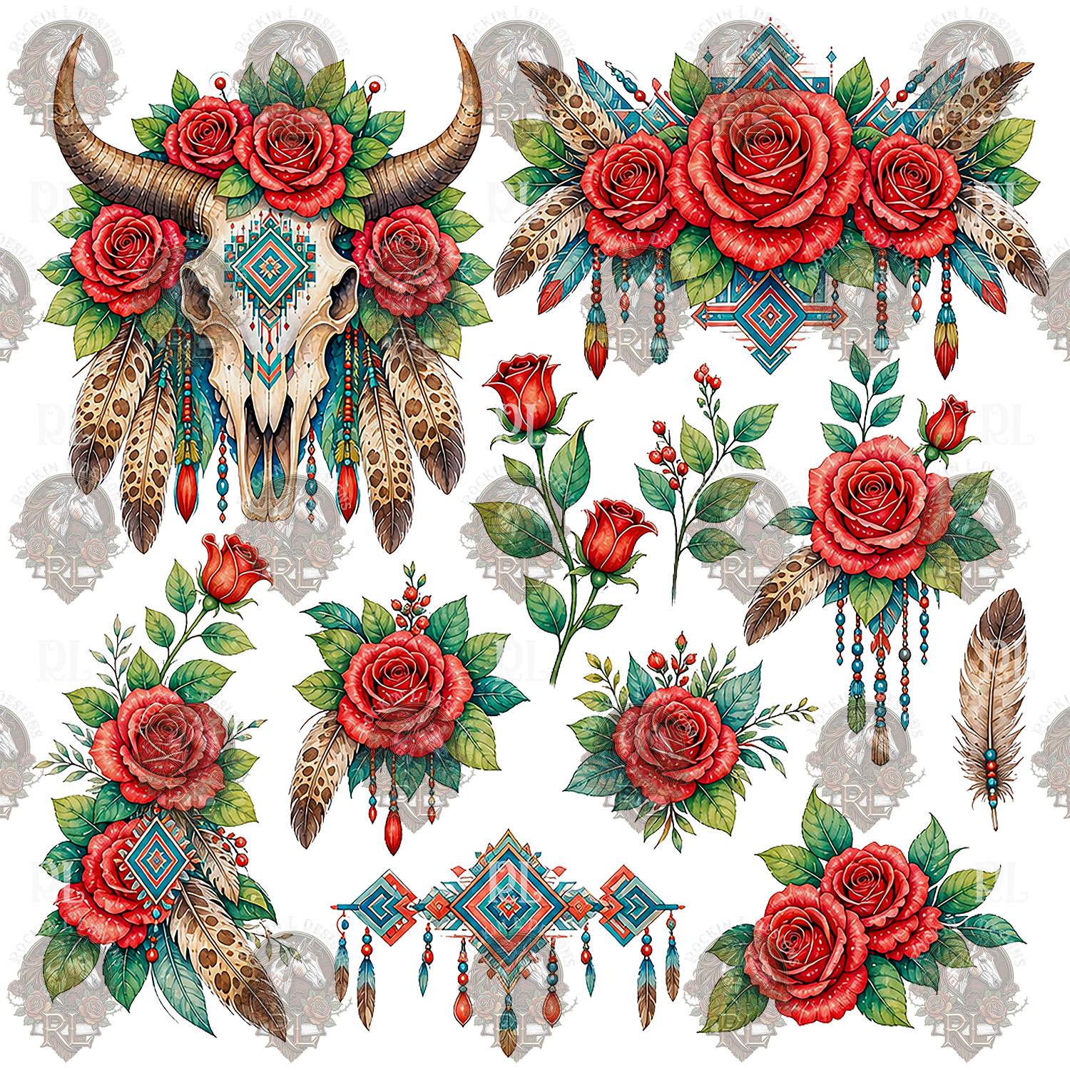 Wildfire Rose & Skull Element 257